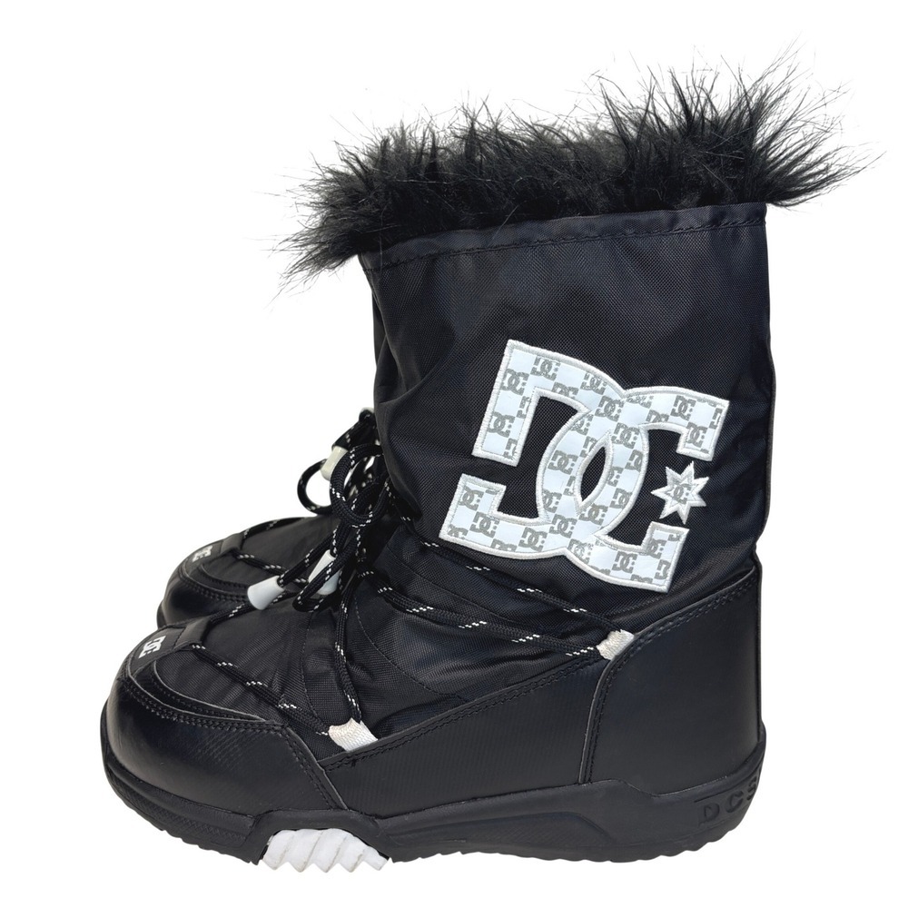 DC Shoes Chalet Black White Faux Fur Trim Snow Boots Moon Boot Style Size 10
